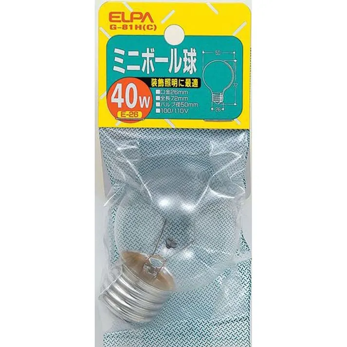 エルパ ELPA ミニボール球 40W 透明 G-81H (C)