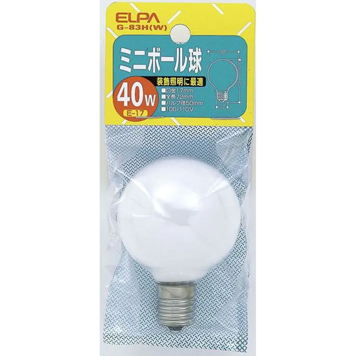 エルパ ELPA ミニボール球 40W 白 G-83H (W)