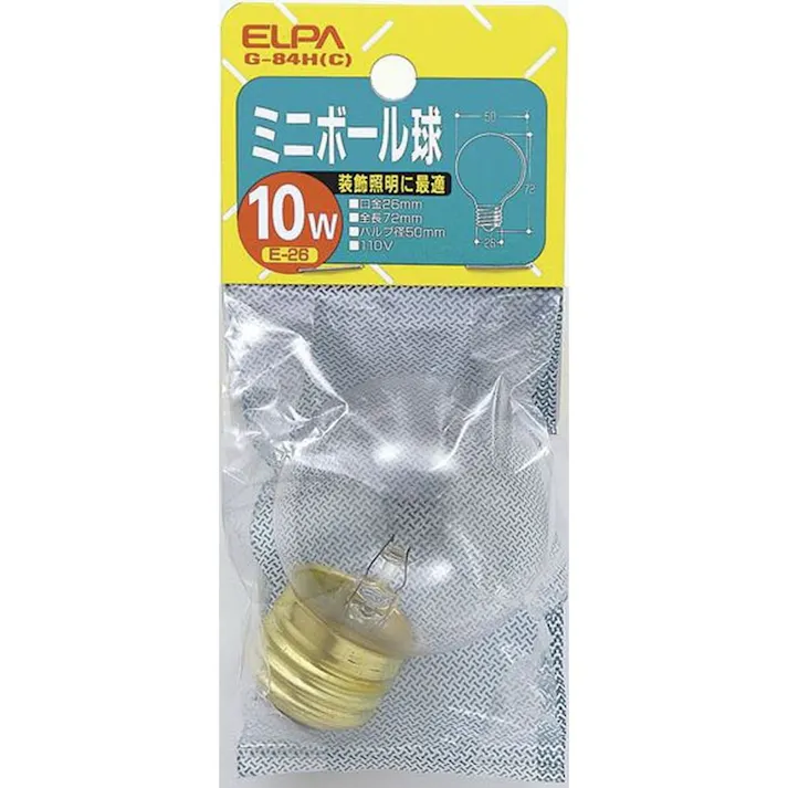 エルパ ELPA ミニボール球 10W 透明 G-84H (C)