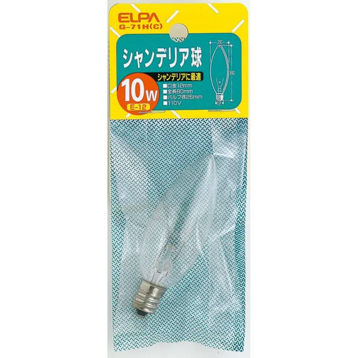 エルパ ELPA シャンデリア球 10W E12 クリア G-71H (C)