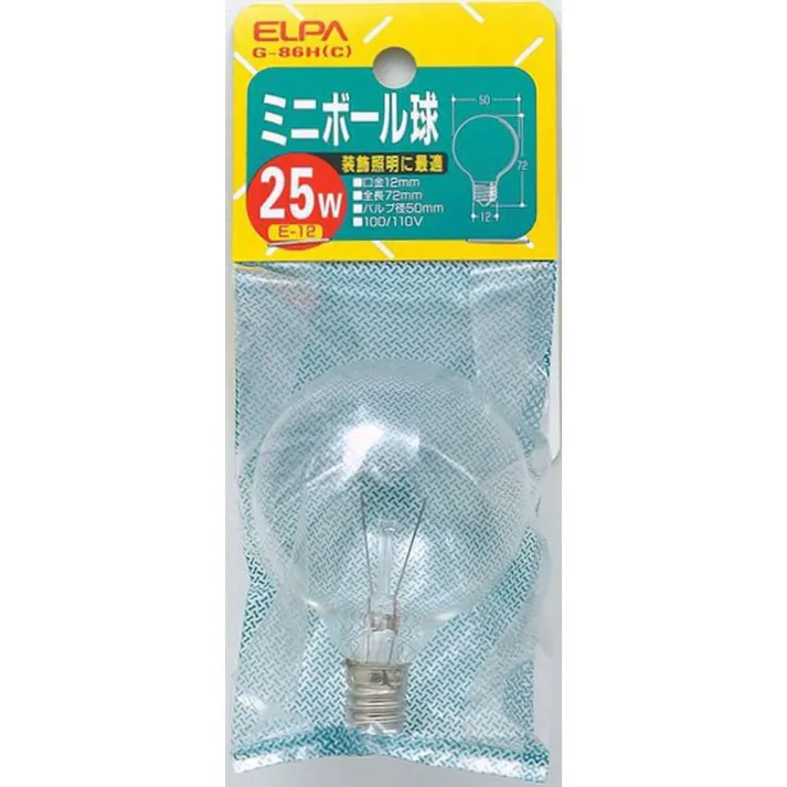 エルパ ELPA ミニボール球 25W E12 G50 クリア G-86H (C)