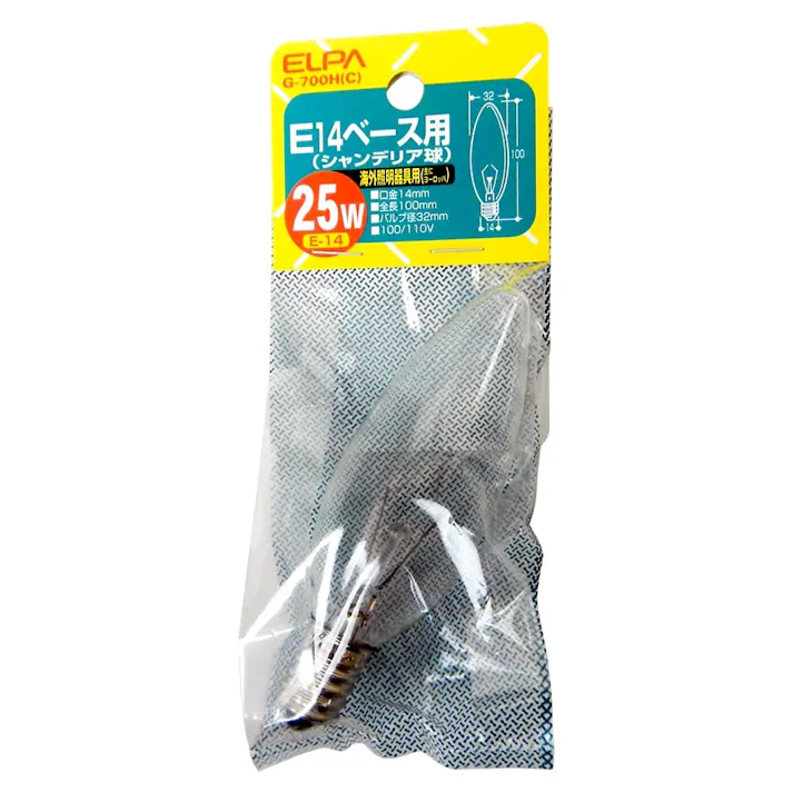 エルパ ELPA シャンデリア球 25W E14 クリア G-700H (C)