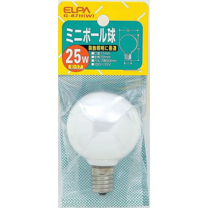 エルパ ELPA ミニボール球 25W 白 G-87H (W)