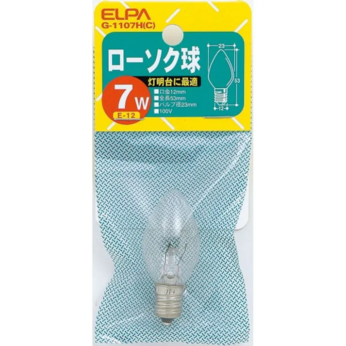 エルパ ELPA ローソク球 7W E12 クリア G-1107H (C)