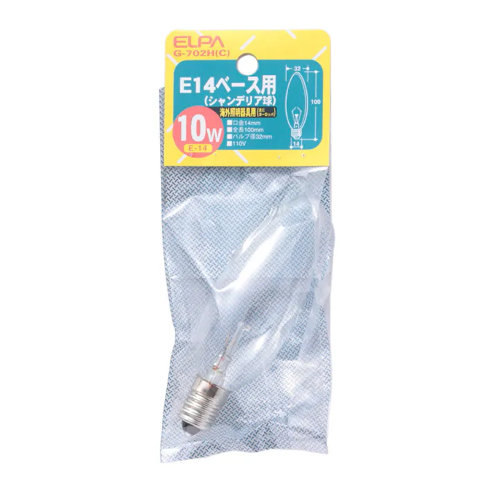 エルパ ELPA シャンデリア球 10W E14 クリア G-702H (C)