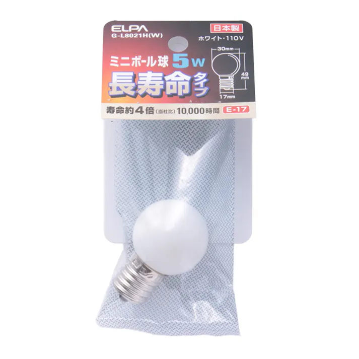 エルパ ELPA 長寿命ボール 5W G30 口金17 GL8021W