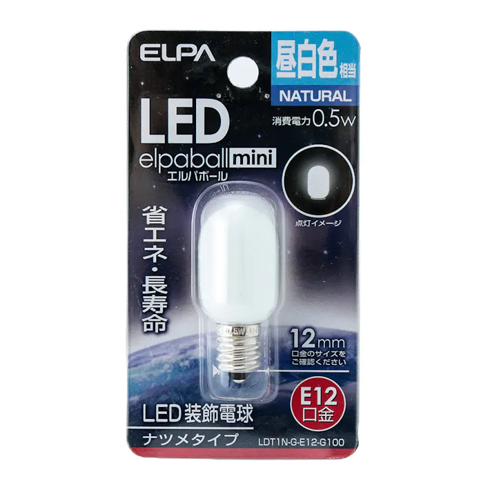 エルパ ELPA LEDナツメ球 E12 昼白色 LDT1N-G-E12-G100