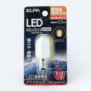 朝日電器 エルパ ELPA LEDナツメ球 E12 電球色 LDT1L-G-E12-G101