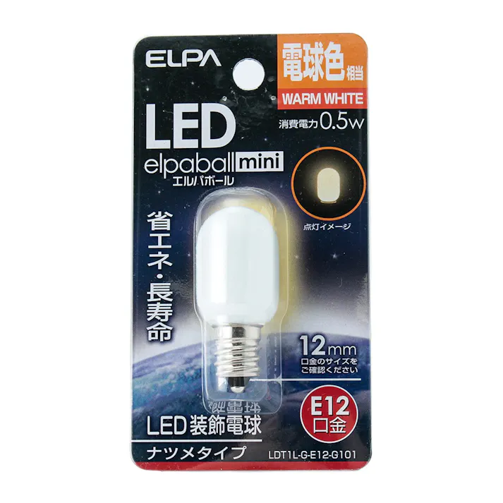 エルパ ELPA LEDナツメ球 E12 電球色 LDT1L-G-E12-G101