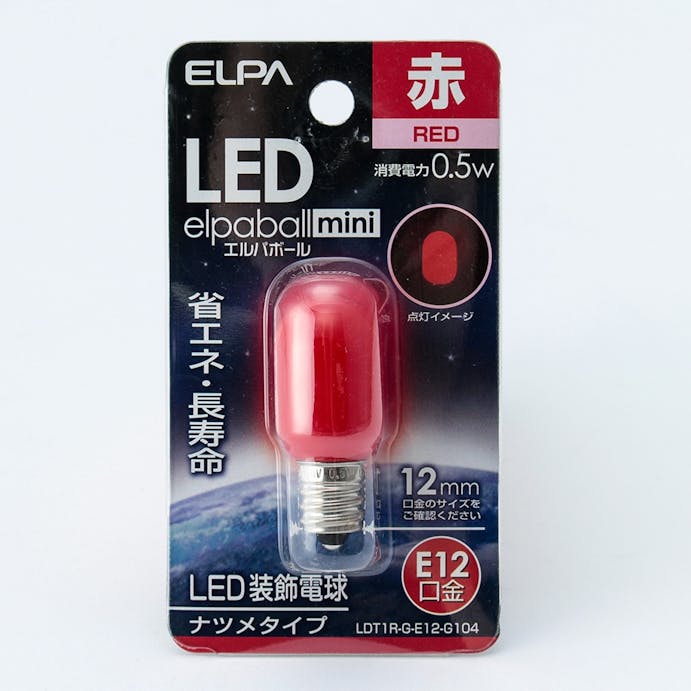 朝日電器 エルパ ELPA LEDナツメ球 E12 レッド LDT1R-G-E12-G104
