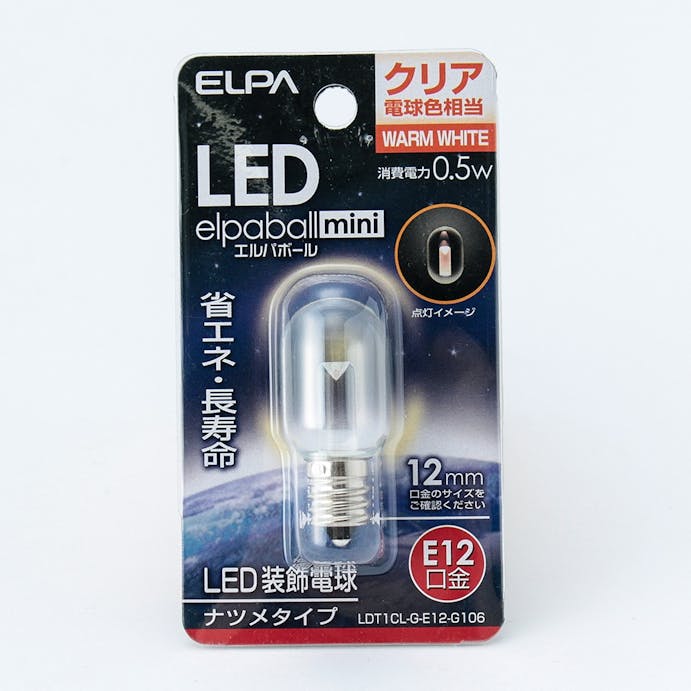 朝日電器 エルパ ELPA LEDナツメ球 E12 クリア電球色 LDT1CL-G-E12-G106