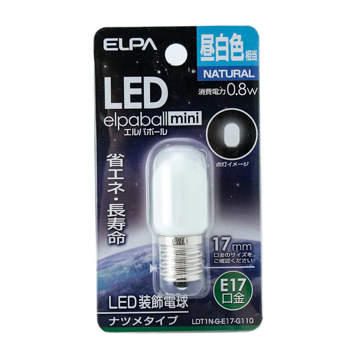エルパ ELPA LEDナツメ球 E17 昼白色 LDT1N-G-E17-G110
