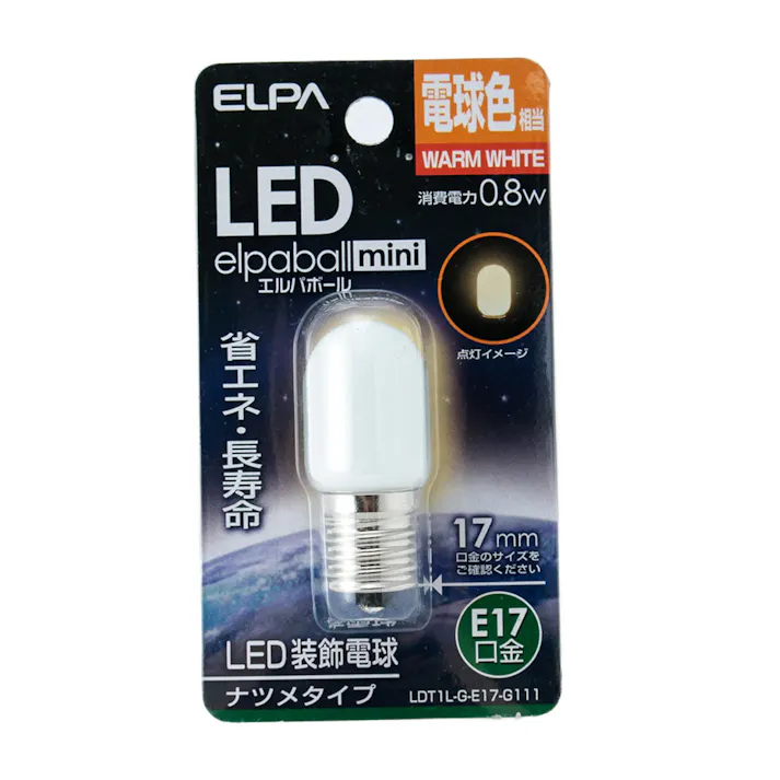エルパ ELPA LEDナツメ球 E17 電球色 LDT1L-G-E17-G111