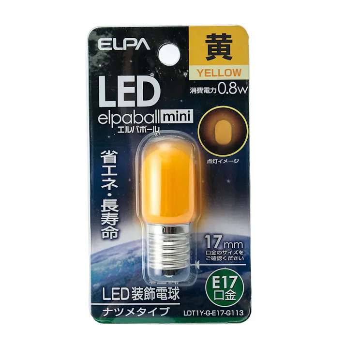 エルパ ELPA LEDナツメ球 E17 イエロー LDT1Y-G-E17-G113