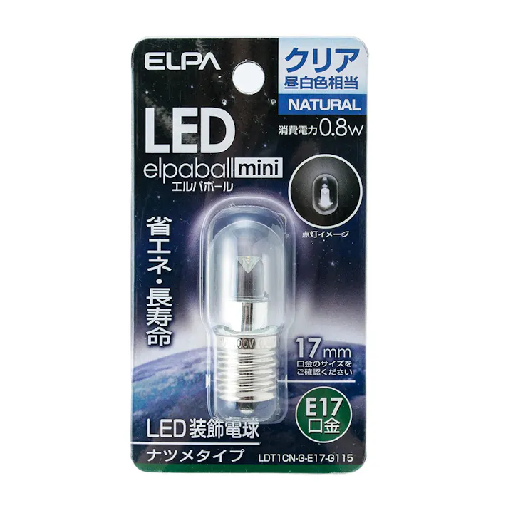 エルパ ELPA LEDナツメ球 E17 クリア昼白色 LDT1CN-G-E17-G115