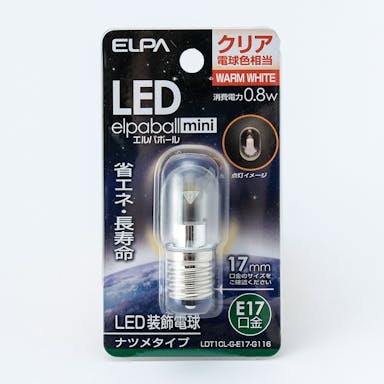 朝日電器 エルパ ELPA LEDナツメ球 E17 クリア電球色 LDT1CL-G-E17-G116