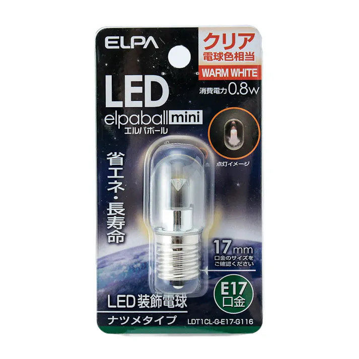 エルパ ELPA LEDナツメ球 E17 クリア電球色 LDT1CL-G-E17-G116