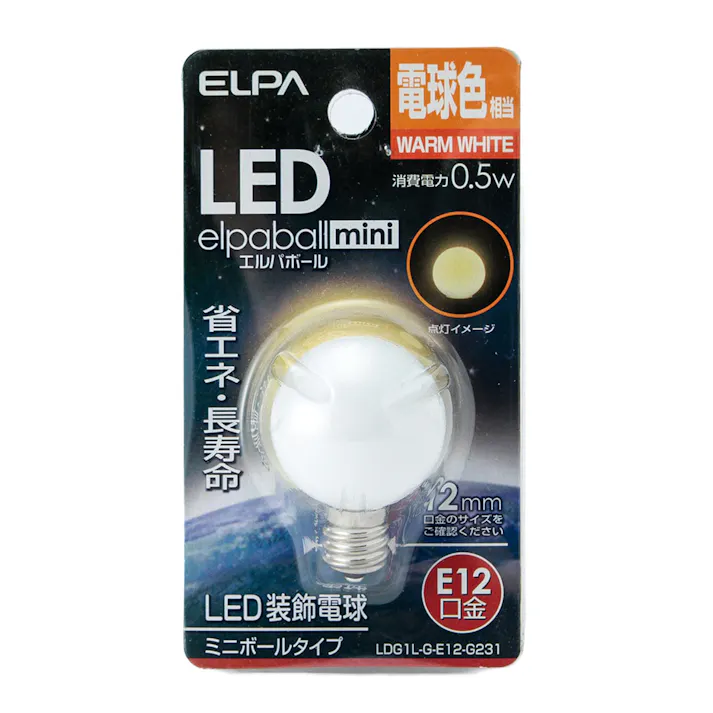 エルパ ELPA LED装飾電球 ミニボール球形 E12 G30 電球色 LDG1L-G-E12-G231