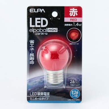 朝日電器 エルパ ELPA LED装飾電球 ミニボール球形 E26 G40 レッド LDG1R-G-G254