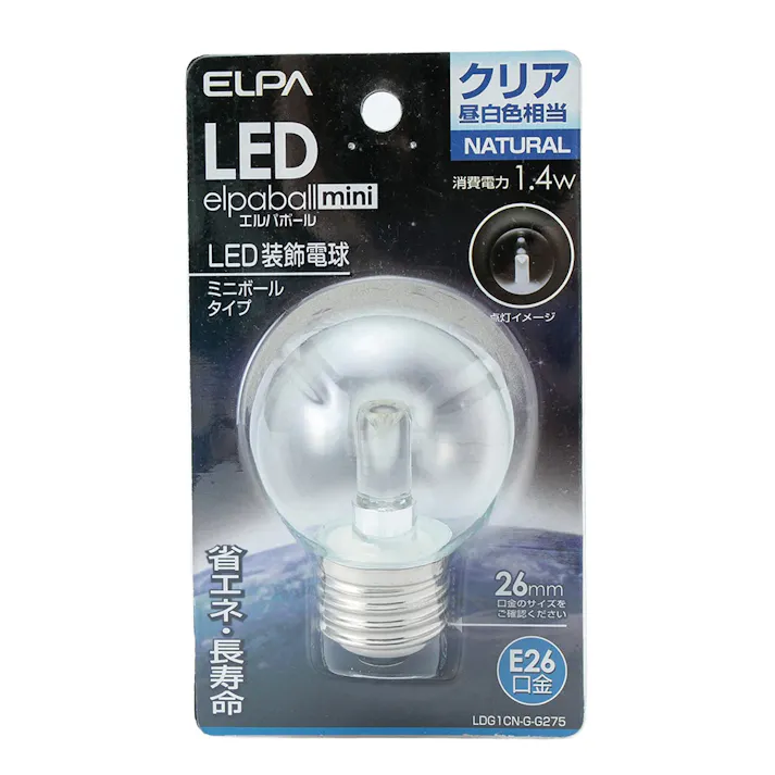 エルパ ELPA LED装飾電球 ミニボール球形 E26 G50 クリア昼白色 LDG1CN-G-G275