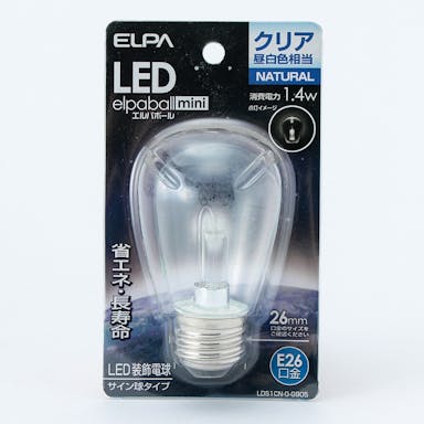 朝日電器 エルパ ELPA LED装飾電球 サイン球形 E26 クリア昼白色 LDS1CN-G-G905