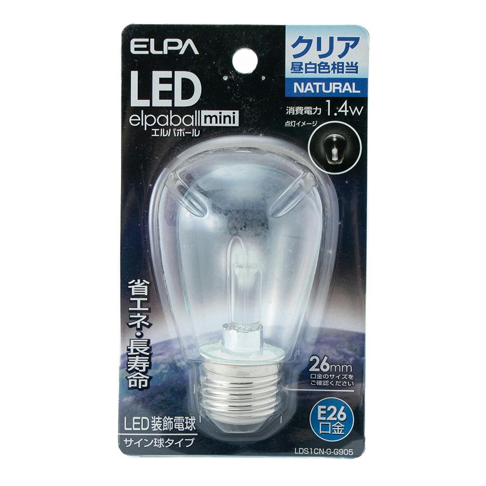 エルパ ELPA LED装飾電球 サイン球形 E26 クリア昼白色 LDS1CN-G-G905