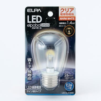 朝日電器 エルパ ELPA LED装飾電球 サイン球形 E26 クリア電球色 LDS1CL-G-G906