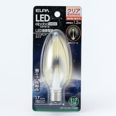 朝日電器 エルパ ELPA LED装飾電球 シャンデリア球形 E17 クリア電球色 LDC1CL-G-E17-G327