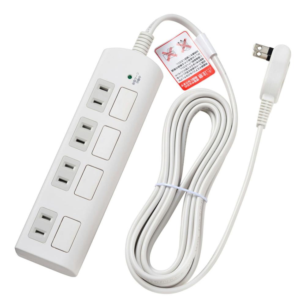 エルパ ELPA 耐雷フラットスイッチ付タップ 4P 3m WBS-LS403F(W) 電源ケーブル・延長コード エルパ ELPA 耐雷フラットスイッチ付タップ 4P 3m WBS-LS403F(W) 電源ケーブル・延長コード