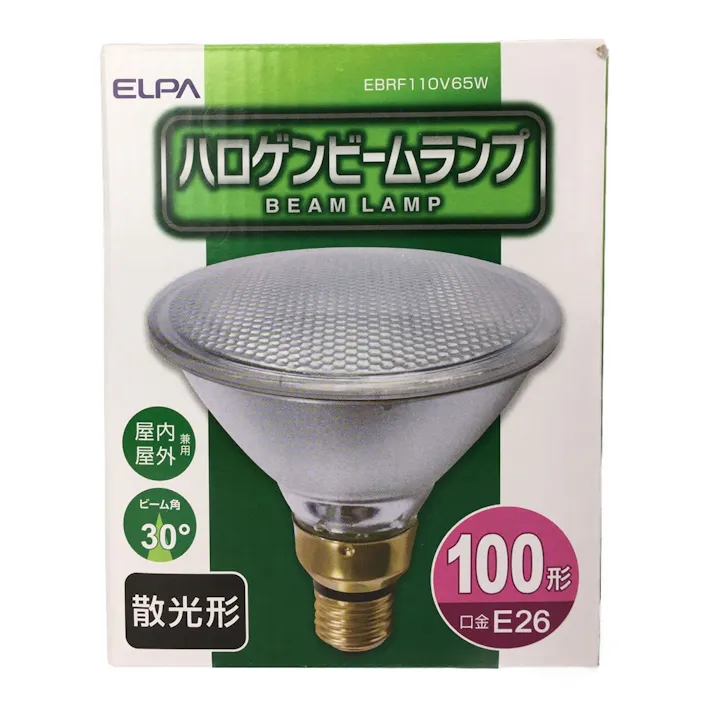 エルパ ELPA ハロゲンビームランプ散光 100形 65W EBRF110V65W