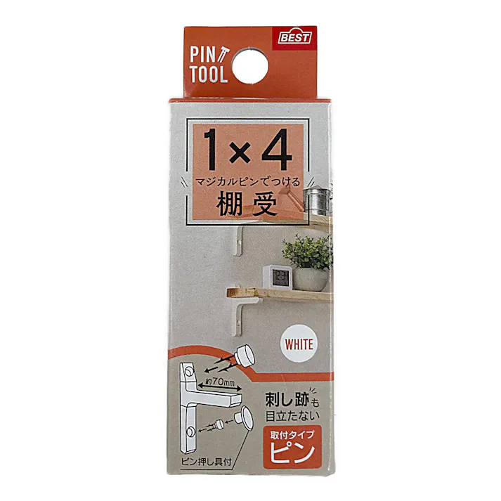 石膏ボード用棚受 1×4 ホワイト