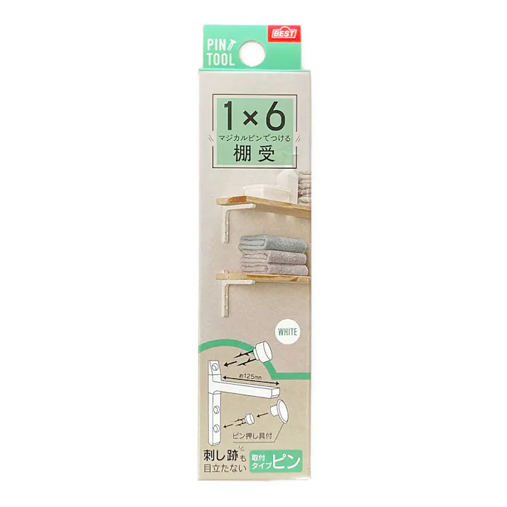 石膏ボード用棚受 1×6 ホワイト
