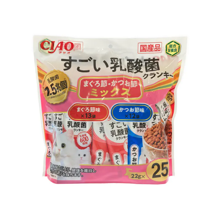 CIAO すごい乳酸菌クランキー まぐろ節・かつお節ミックス 22g×25袋入り