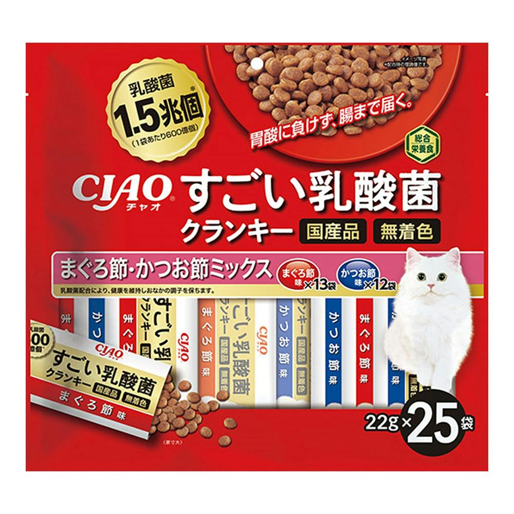 CIAO すごい乳酸菌クランキー まぐろ節・かつお節ミックス 22g×25袋