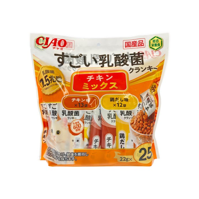 いなば CIAO すごい乳酸菌クランキー チキンミックス 22g×25袋入り