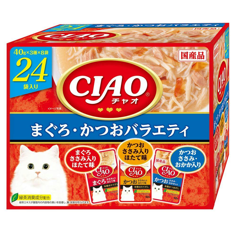 チャオ パウチ まぐろ・かつおバラエティ 40g×3種×8袋入り