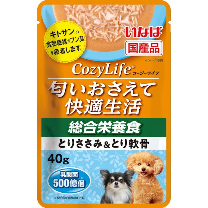 いなば CozyLife パウチ 匂いおさえて快適生活 総合栄養食 とりささみ＆とり軟骨 40g