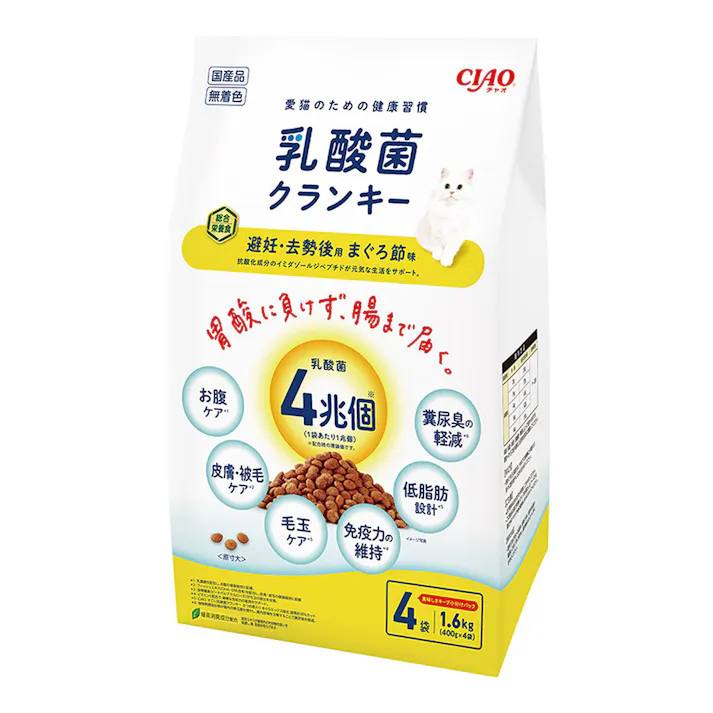 CIAO 乳酸菌クランキー 避妊・去勢後用 まぐろ節味 1.6kg