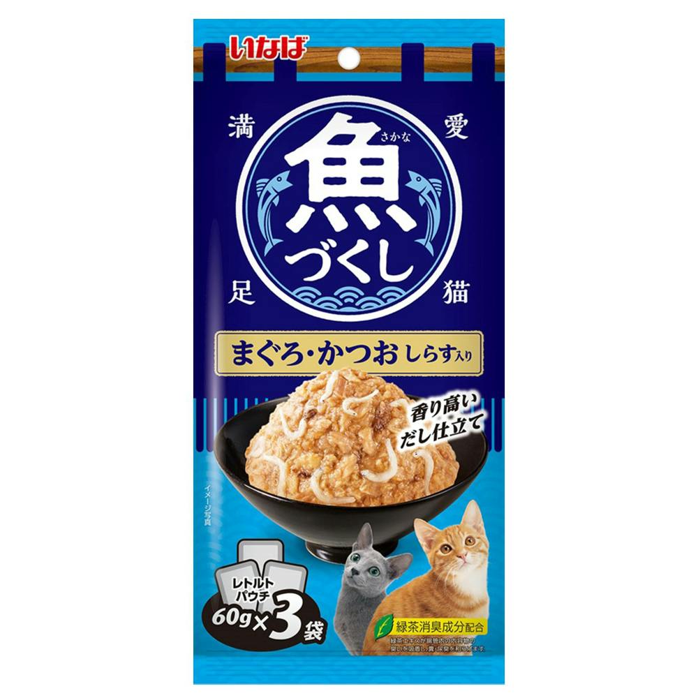 いなぱ 魚づくし まぐろ・かつお しらす入り パウチ 60g×3袋
