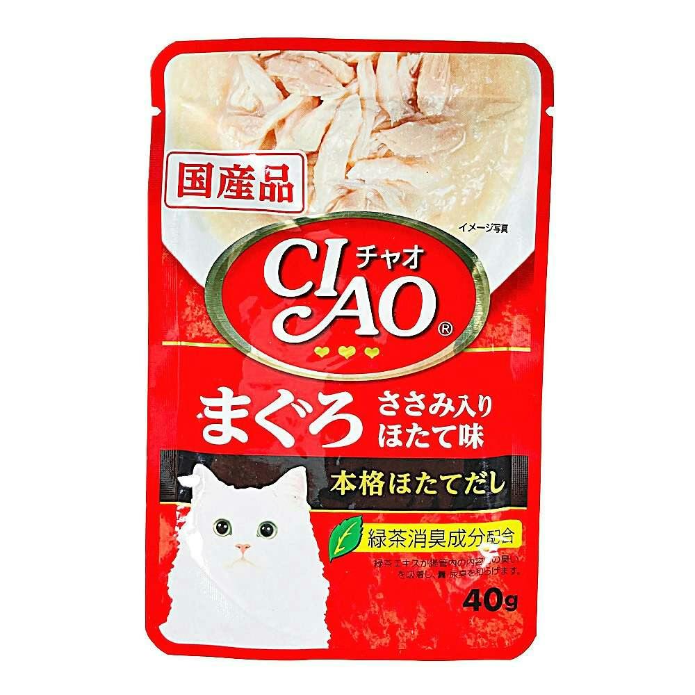 いなば CIAO パウチ まぐろ ささみ入り ほたて味 40g | ペット用品（猫