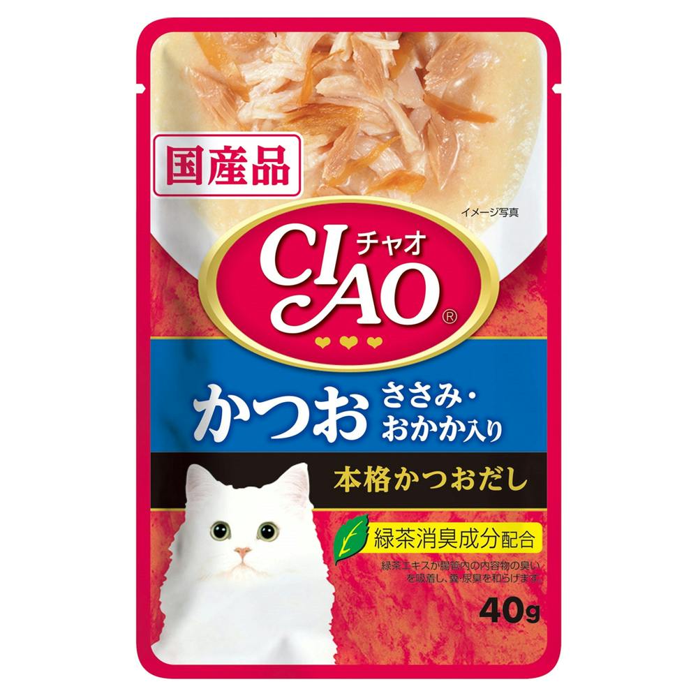 いなば CIAO パウチ かつお ささみ・おかか入り 40g 猫用ウェットフード(パウチ) いなば CIAO パウチ かつお ささみ・おかか入り 40g 猫用ウェットフード(パウチ)