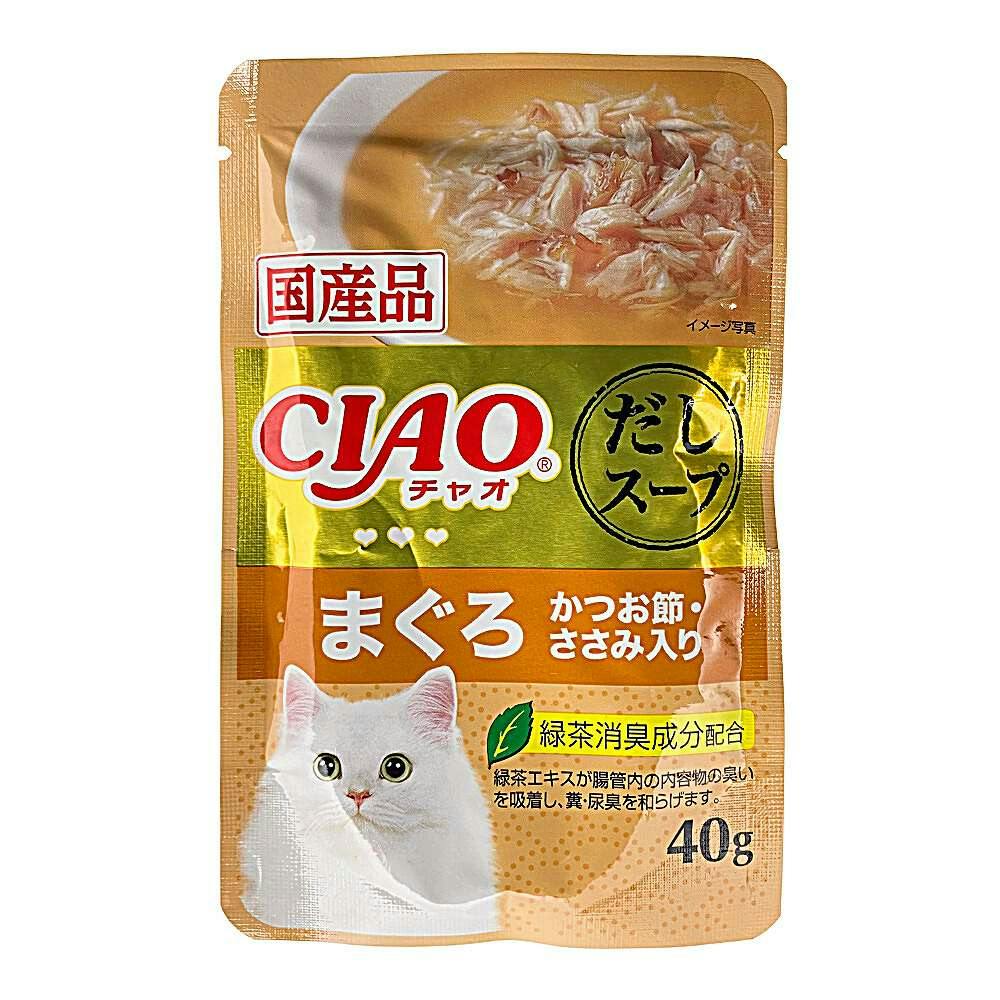 いなば CIAO だしスープ まぐろ かつお節・ささみ入り 40g | ペット