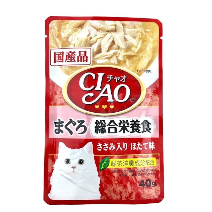 チャオパウチ 総合栄養食まぐろささみほたて味 40g