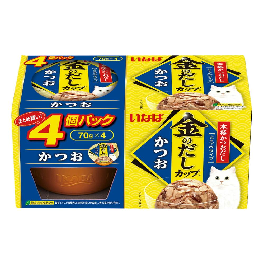 いなば 金のだしカップ かつお 4個パック 猫用ウェットフード(カップ・トレー) いなば 金のだしカップ かつお 4個パック 猫用ウェットフード(カップ・トレー)