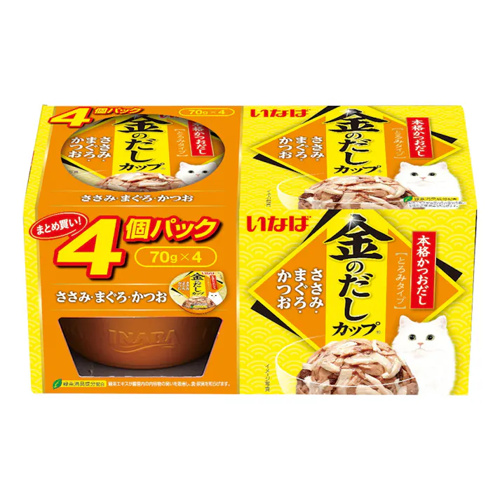 いなば 金のだしカップ ささみ・まぐろ・かつお 4個パック