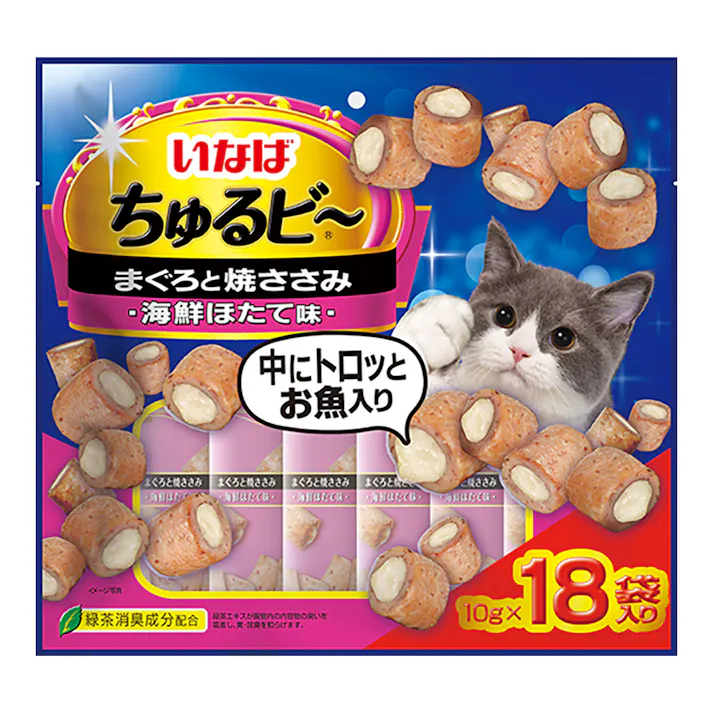 ちゅるビ~ まぐろと焼ささみ 海鮮ほたて味 10g×18袋入