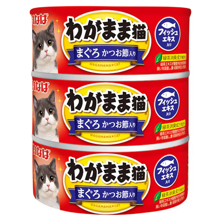 いなば わがまま猫 まぐろ かつお節入り 140g×3缶パック