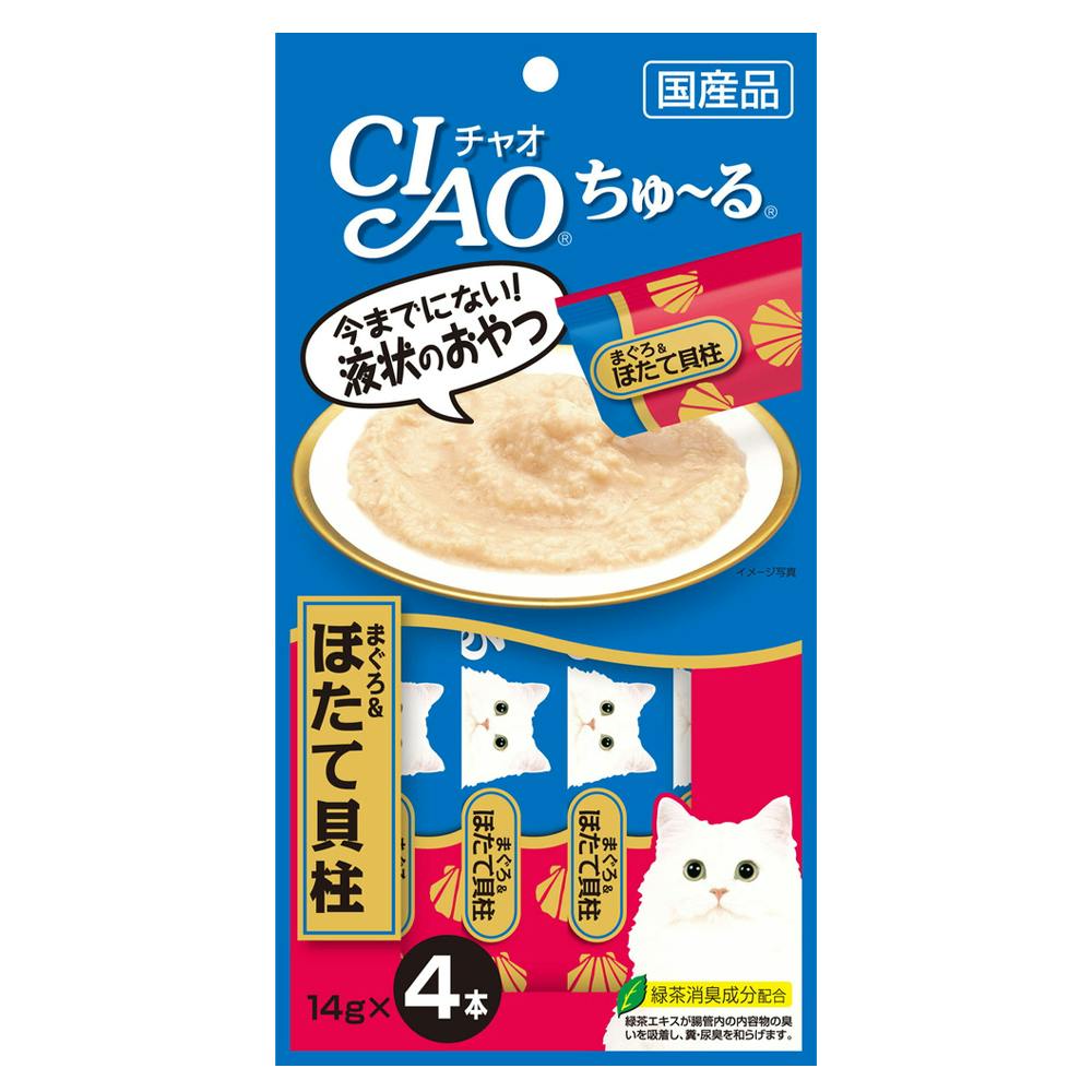 いなば CIAO ちゅ～る まぐろ＆ほたて貝柱 14g×4本 | おやつ（猫