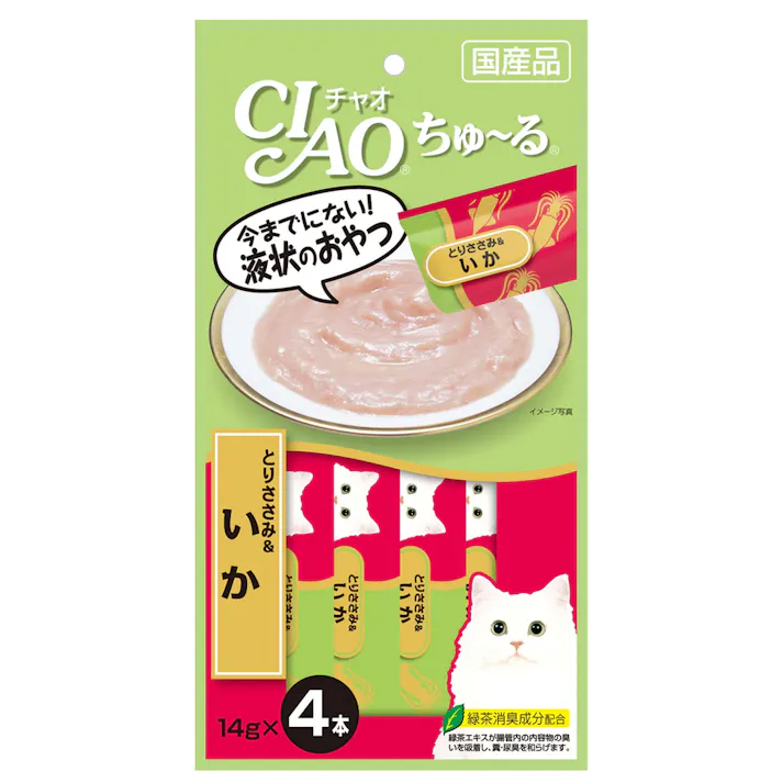 いなば CIAO ちゅ~る とりささみ&いか 14g×4本