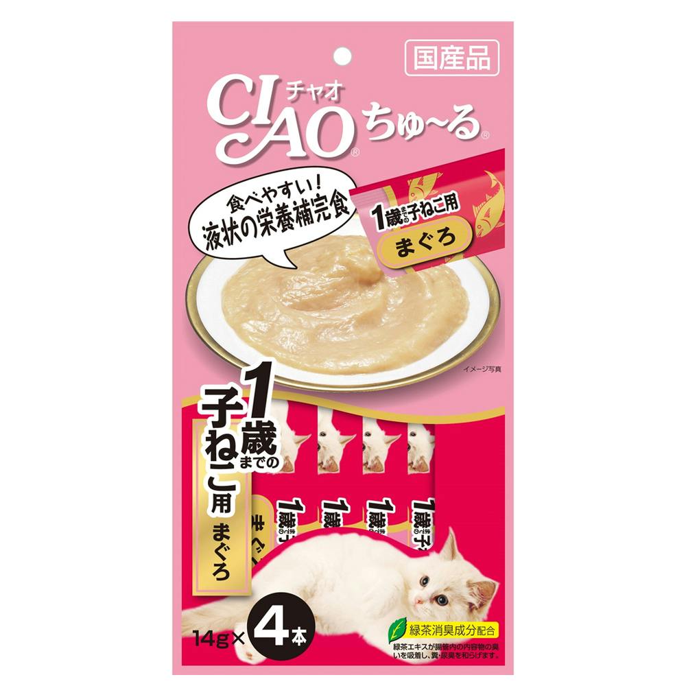 いなば CIAO ちゅ～る 1歳 までの子ねこ用 まぐろ 14g×4本 | ペット